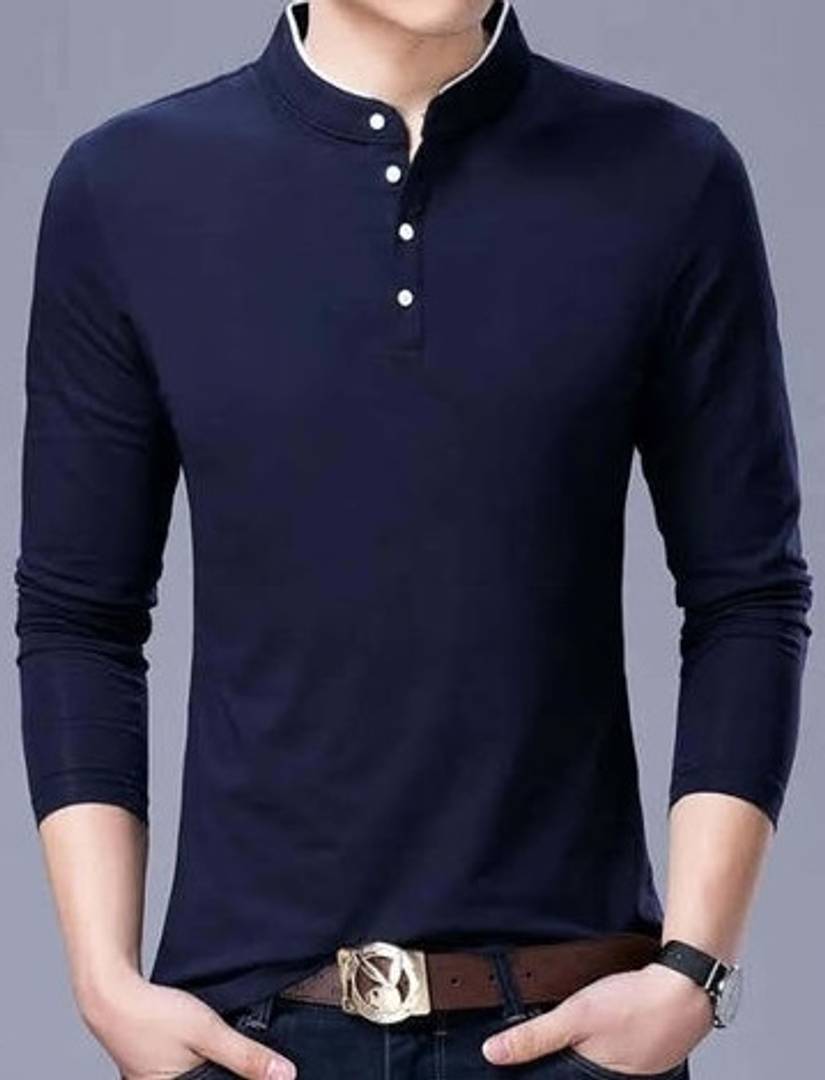 Men's Trendy Solid Cotton Mandarin Tees - SVB Ventures